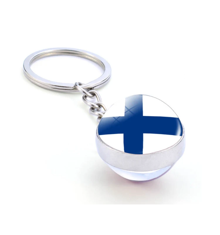 Nordic Finland Sweden Norway Iceland Denmark flag keychain key ring jewelry souvenir glass ball metal pendant