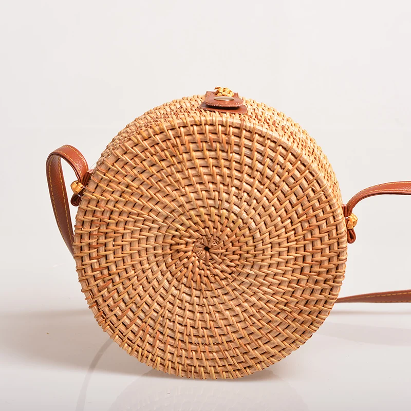 Wholesale women box shoulder handmade ladies woven tote straw clutch handbags rattan bags summer bag beach with leather handle