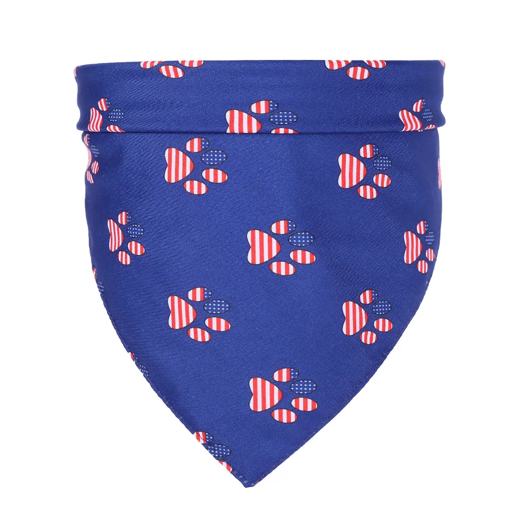 2024 New Independence Day American Flag Printed Pet Dog Triangle Scarf 4th Of July Patriotic Pet Bandana Saliva Towel