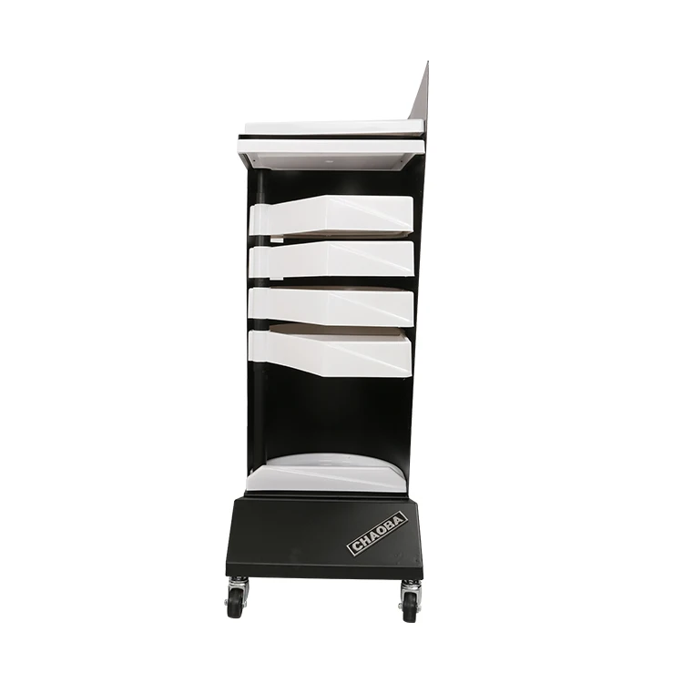 High Quality Portable Cheap Black Salon Metal Plastic Hairdressing Trolley With Strong