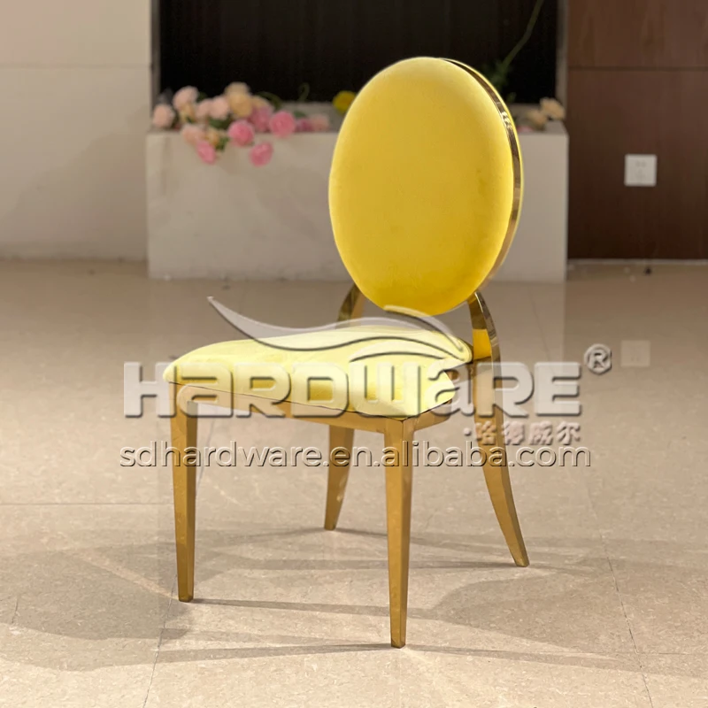 Модная кожаная мебель из нержавеющей стали, свадебные золотые металлические стулья