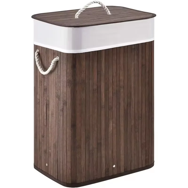 Folding Bathroom Storage Use Handmade Laundry Hamper Dirty Clothes Woven Bamboo Storage boxes Basket