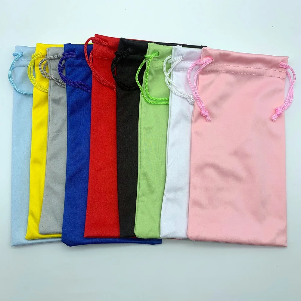 Wholesale Ready Goods 9*18cm soft drawstring custom microfiber eye glasses sunglasses bag pouch case