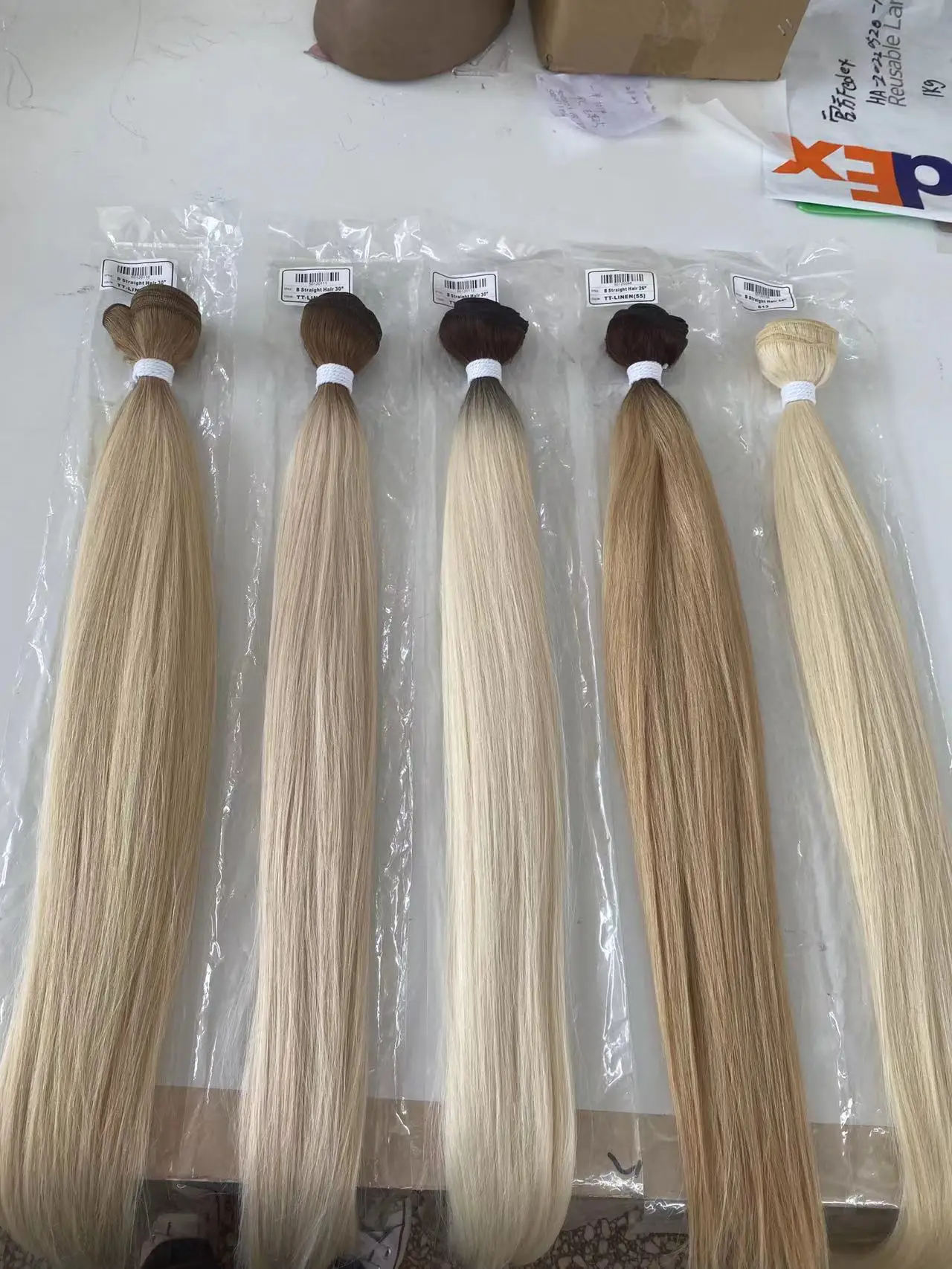 Rebecca heat resistant fibre long straight hair weaving with closure ombre full head pack wholesale synthetic hair extension