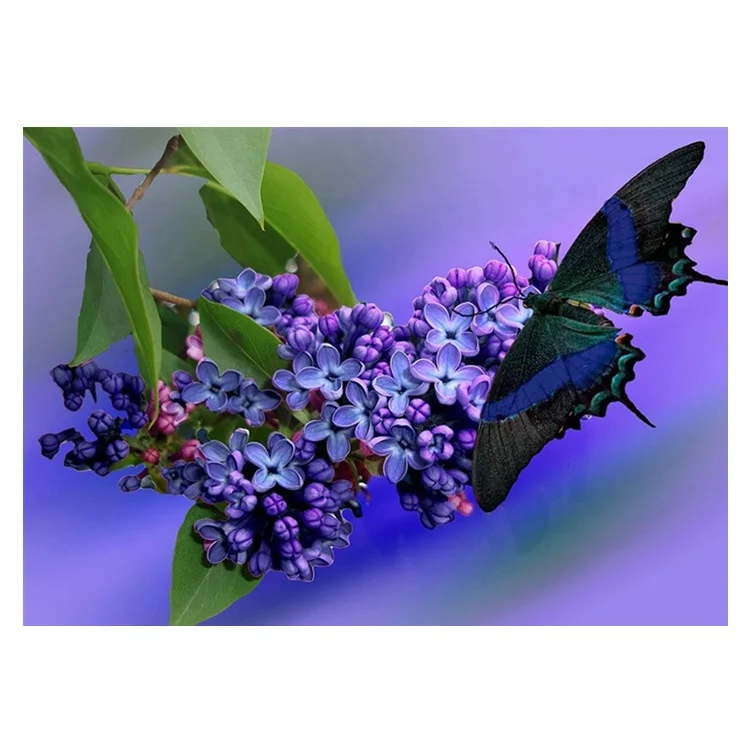 Factory wholesale home decoration painting abstract art butterfly orchid DIY 5D diamond painting