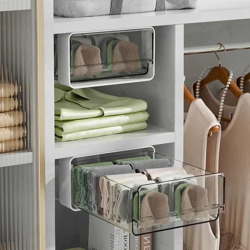 Transparent Plastic Drawer Under Desk Storage office Slide Out Desk Organizer Box Hidden Desktop Organizer living room