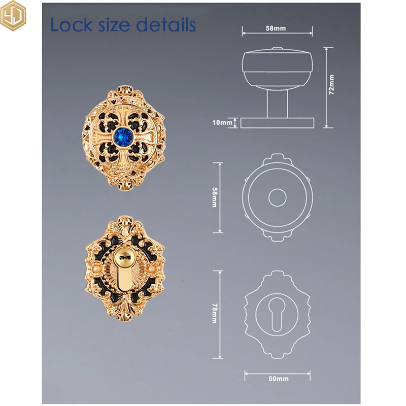 All Copper Silent Pure European Villa Solid Wood Bedroom Door Lock Indoor Universal Lock