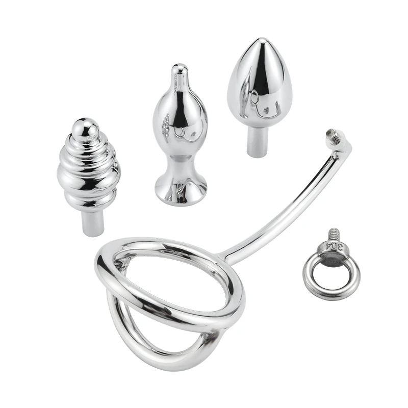 304 Stainless Steel Multifunctional Male Chastity Device Penis Ring Anal Expansion Plug Adult Toys