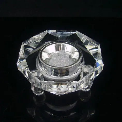 Polished round Clear Crystal LED Light Base Display Nautical Style Glass Craft for Decorative Iceberg UV Laser Printing Gift