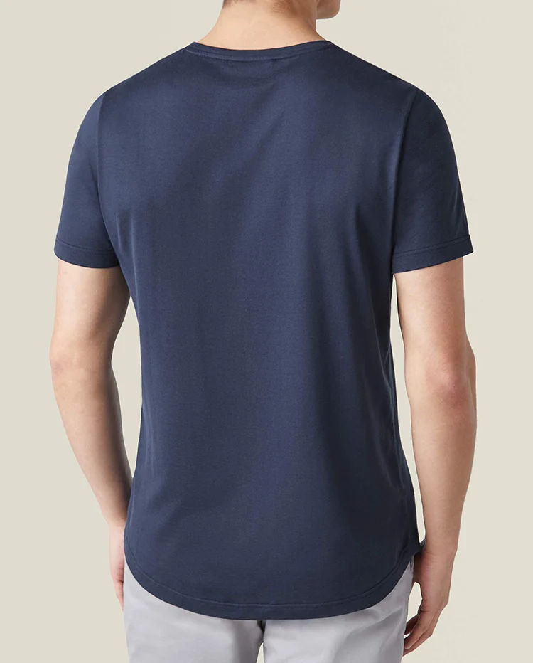 High Quality Fashion Breathable Light Blue Round Neck Blank T Shirt Unisex Custom Plain Luxury Mercerized Cotton T-shirt For Men