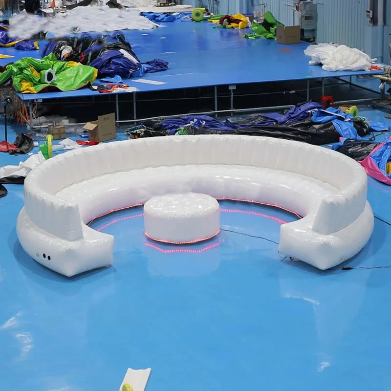 5.4m PVC Airtight Inflatable Circular Couch With Led Lights Inflatable Sofa With Inflatable Table For Adults Party Events