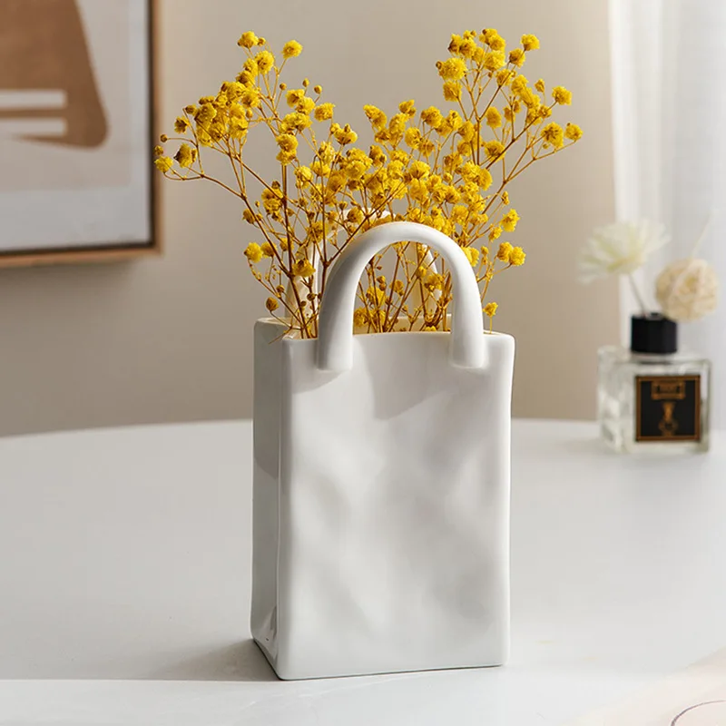 Table Top Decoration Creative Arrangement Simple Modern Porcelain Vase Flower Handbag Ceramic Vase