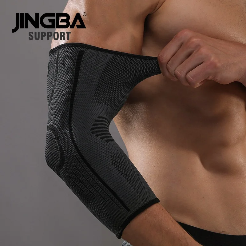 JINGBA Hot Sell Elbow Sleeve basketball protection Nylon Tennis Elbow Bandage Knitting Long Arm Brace Compression pads