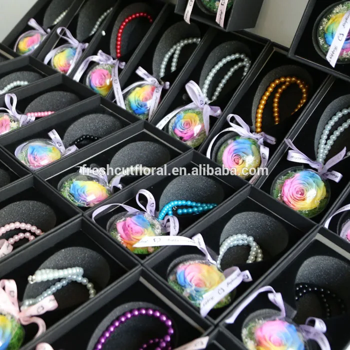 Hot Key Chains Real Natural Preserved Roses In Glass Ball