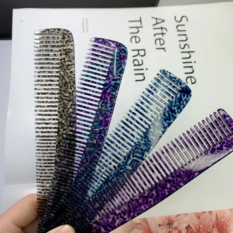 Peichi high quality Tortoise shell cellulose acetate handmade wide and fine hair comb accessories for