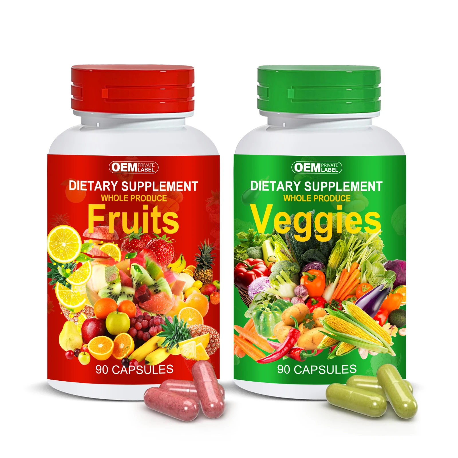 Private Label Hot Sale Vitamins And Minerals Supports Energy Levels And Immune Health Fruits And Vegetable Supplement Capsules