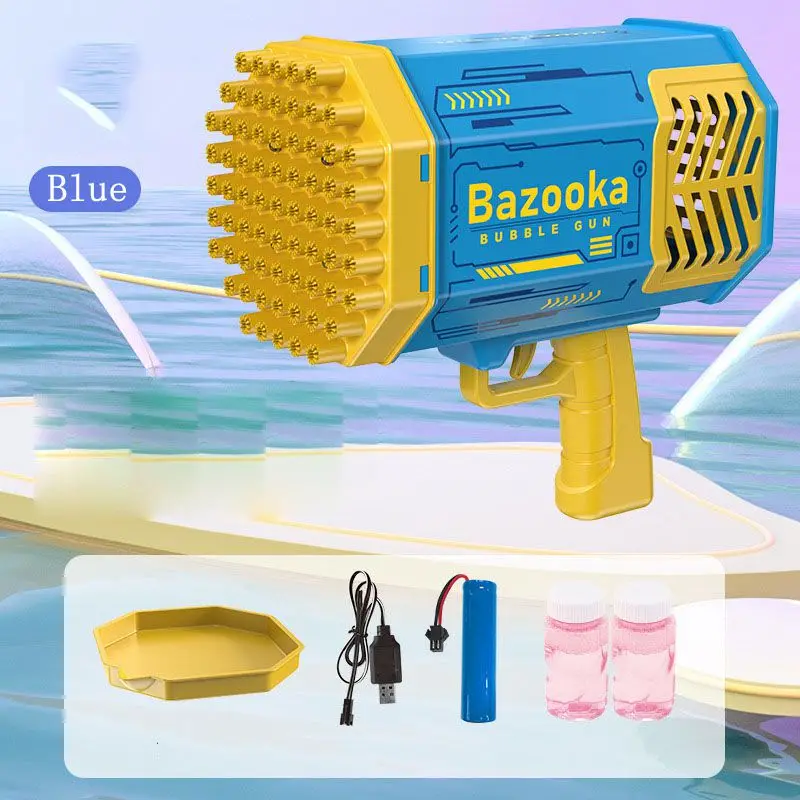 Customized New Products Automatic 69 Holes Bazooka Rocket Bubble Toys Light Up Bubble Toy, Bubbles Machine Bazooka
