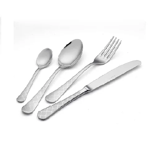 Antique Silver Cutlery Set Customized Logo Reusable Flatware Cutlery Set Silver Spoon Knife Fork