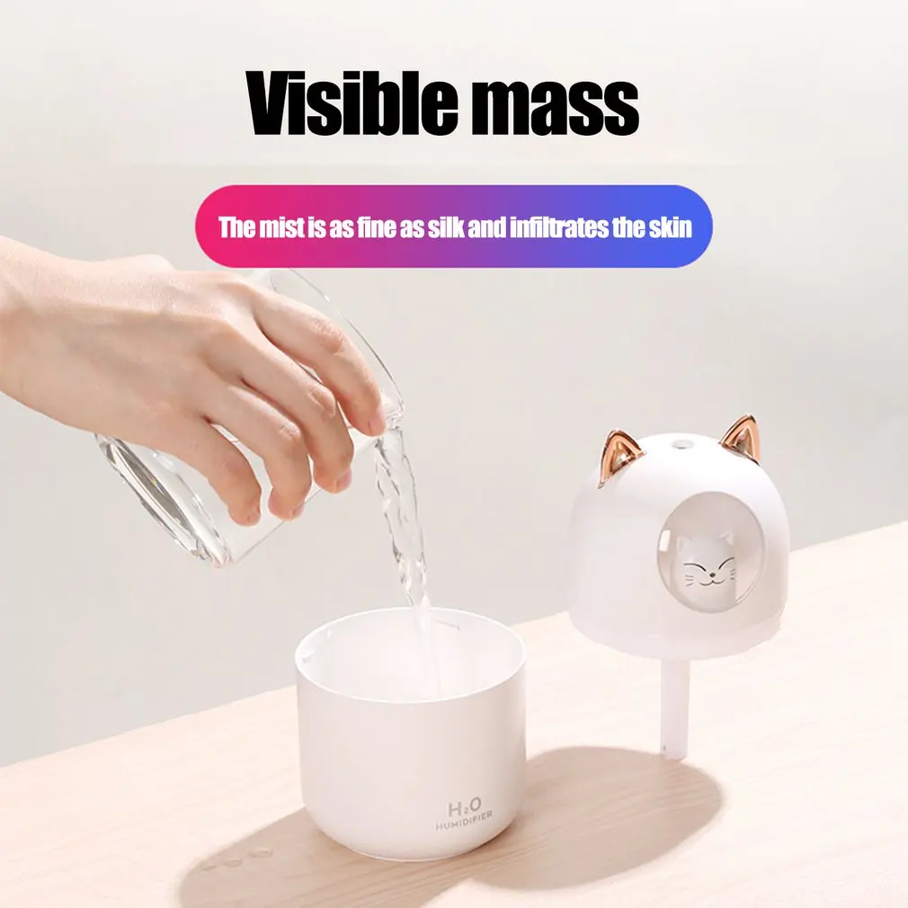 Mini Portable Cute Cat Usb Aroma Diffuser H2o Humidifier Ultrasonic Water Cooling Fog Led Car Air Humidifier