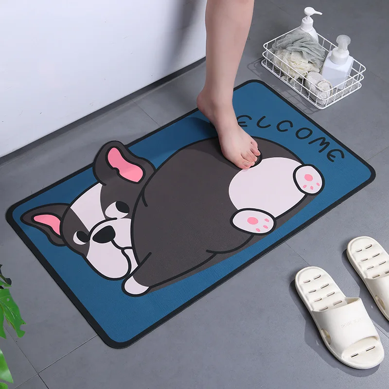 New cartoon diatom mud floor mat household absorbent quick-drying bathroom non-slip mat bathroom door entrance carpet