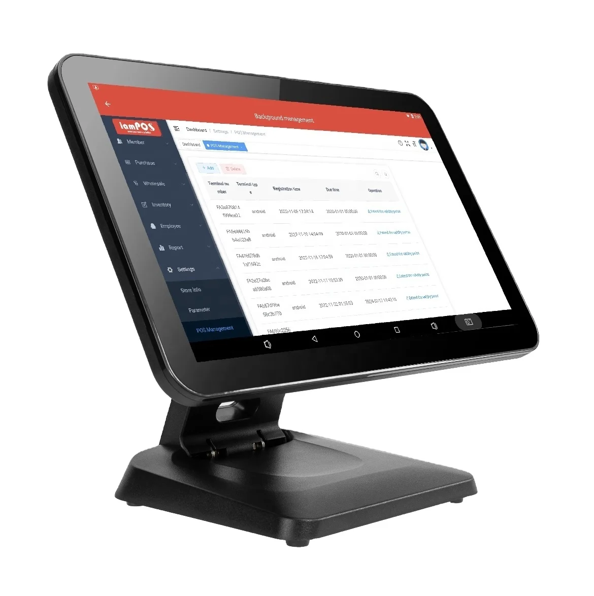 280FN Foldable Metal POS Terminals 15.6 Inch Touch Screen Cash Register Supports Android/Win with SDK Function