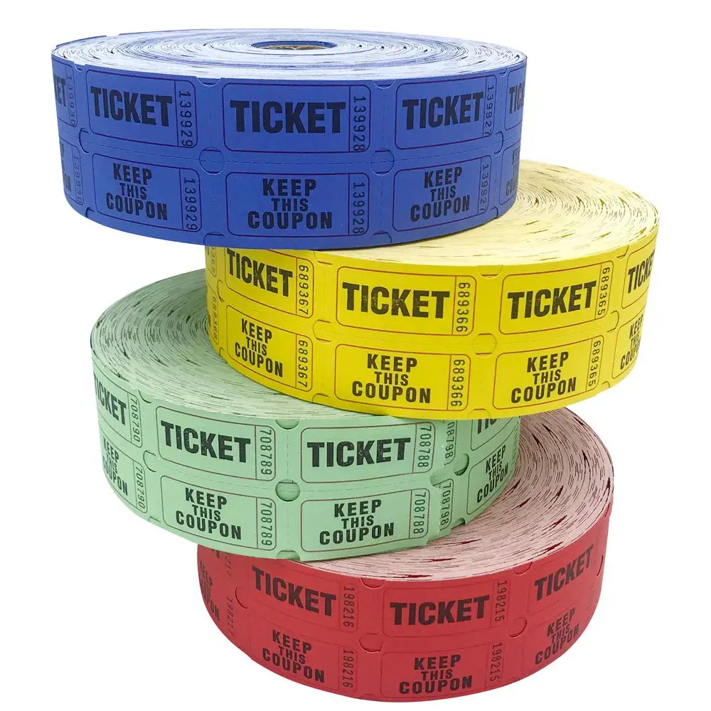 Red, Blue,Green,Yellow  2000 pcs Drawing Jumbo Double Cheap prices Raffle Ticket Roll