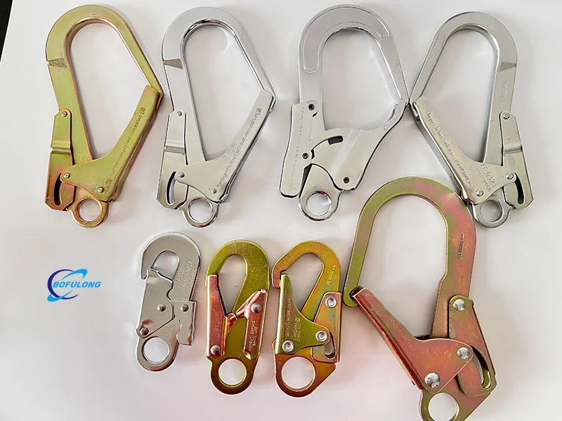 Double Locking Rebar Hook 23kn Carabiner Factory Heavy Duty Self-Locking Steel Carabiner Climbing Crabiner Hook