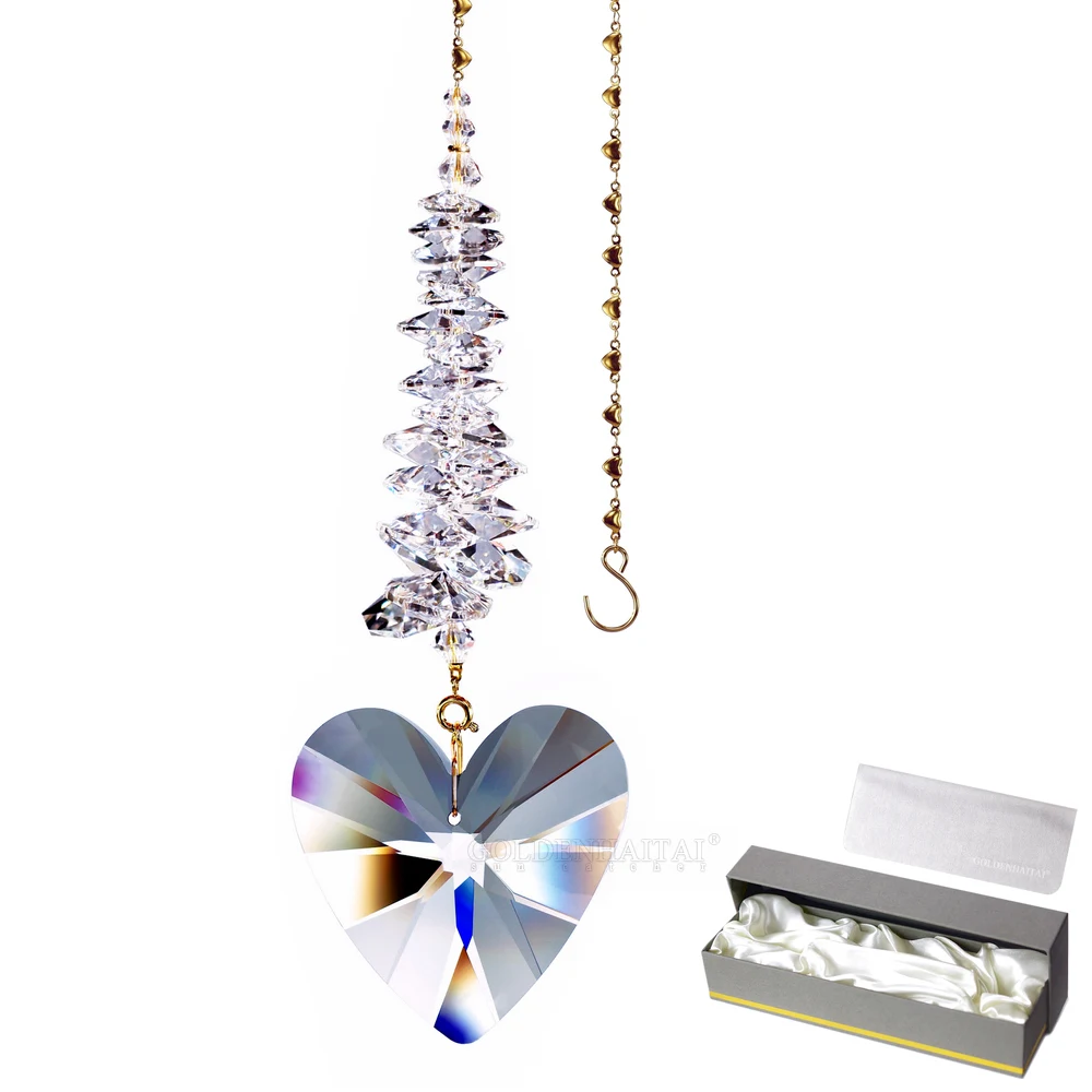 
GOLDENHAITAI Clear Crystal 55 mm Heart pendant Sun catcher Outdoor Indoor Hanging Decoration G315501 