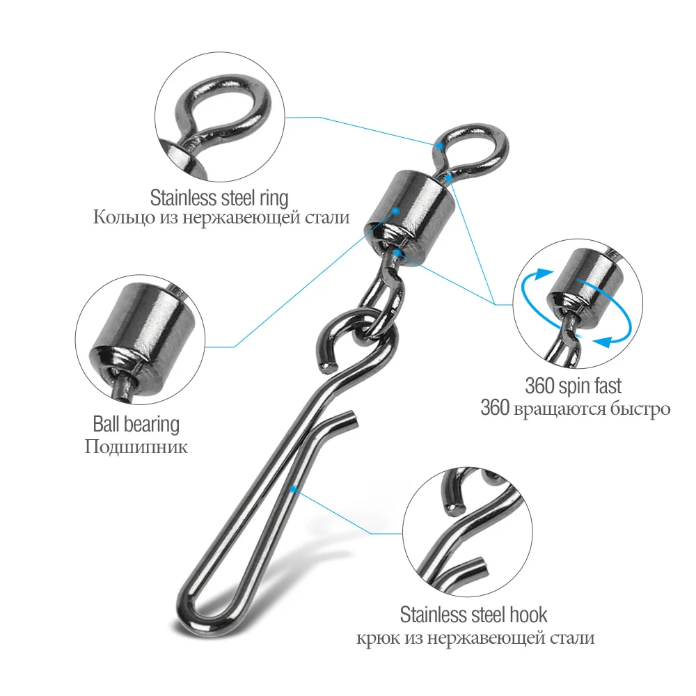 Swivels Fishing Connector  Pin Snap 2#-10# Rolling Swivel For Fishhook Lure Carp Fishing Accessories