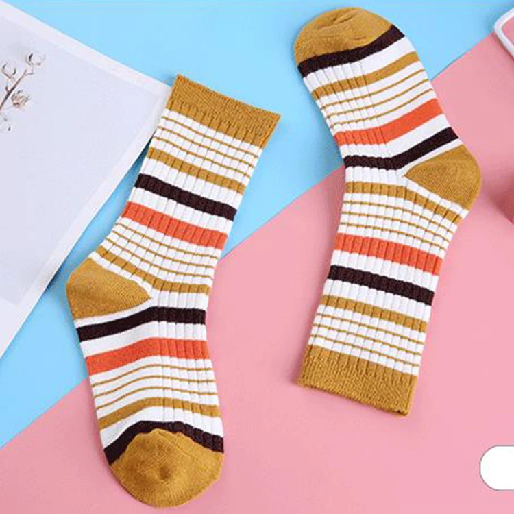 Toddler Girl Boy Child Socks High Quality Striped 100% Cotton Custom Kids Socks
