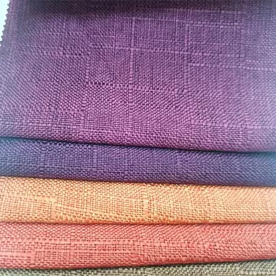 100% polyester stock sofa fabric upholstery  for furniture plain thick yarn linen