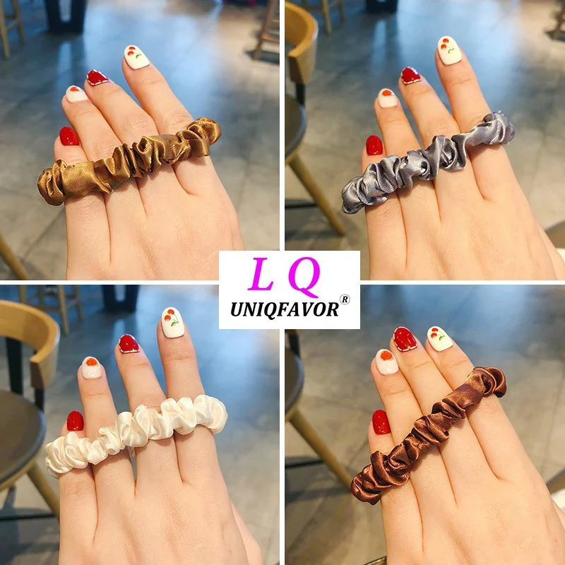 4/6 Pcs/set Silky Satin Hair Scrunchies Fashion Women Bobbles Hair Ties Girls Ponytail Holders Hair Accessories