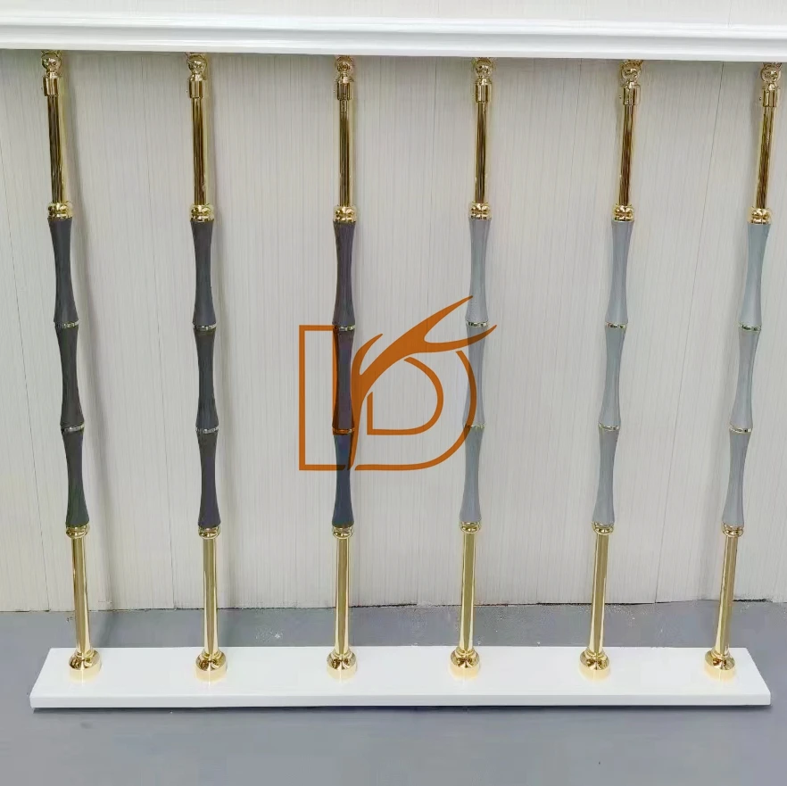 LD New Grey Aluminum Metal Stair Spindles 16 mm Bamboo Shaped Balusters For Indoor Staircase