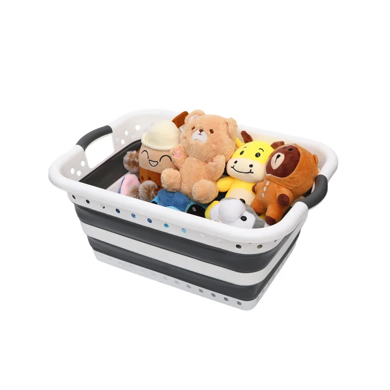 Portable 37L Foldable Plastic Laundry Basket Wall-Mounted Dirty Clothes Storage Tool Clothes Storage Bucket
