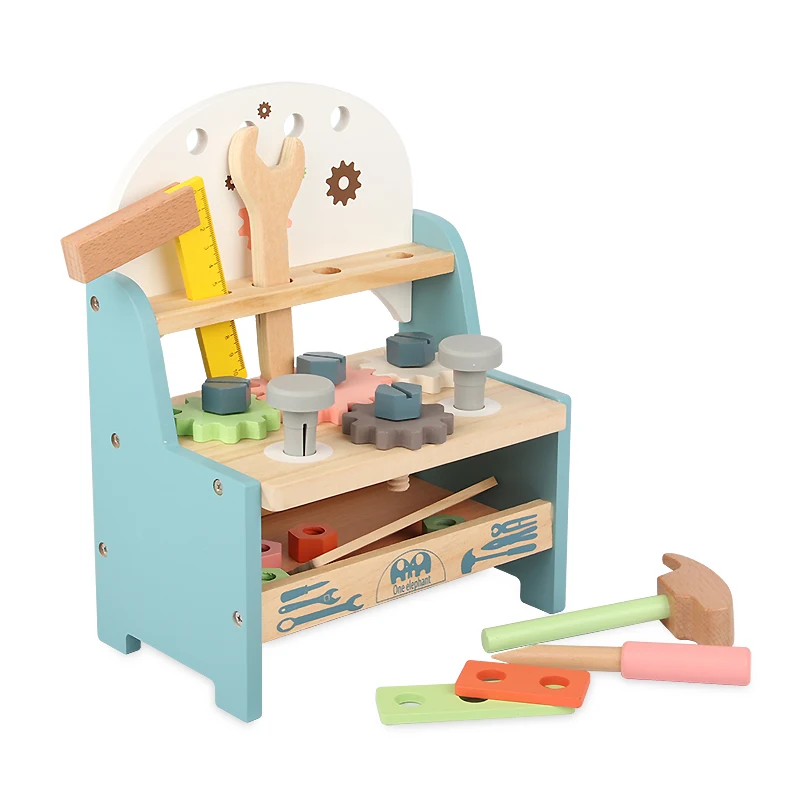2020 new mini wooden tool table for pretend play boys and girls educational toys wooden pretend play toys wood turning tool