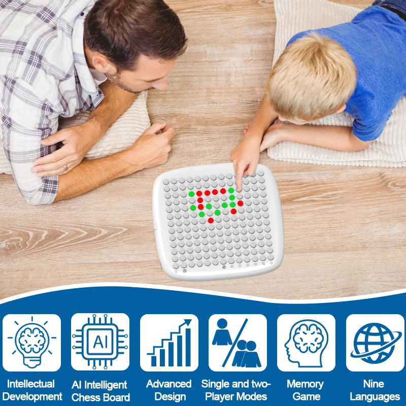 AI Board Games for Kids Features 9 Languages Multifunctional Smart Gomoku Chess Board Game Intelligent Electronic Chessboard