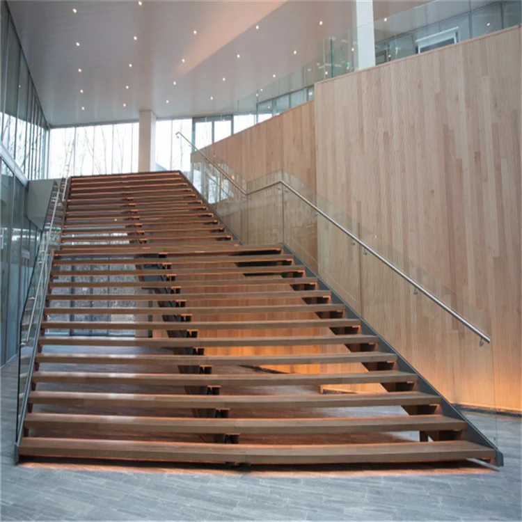 Ace Factory Sale Double Beam Stringer Stairs New Products Outdoor Wooden Stairs Good Selling Straight Staircase