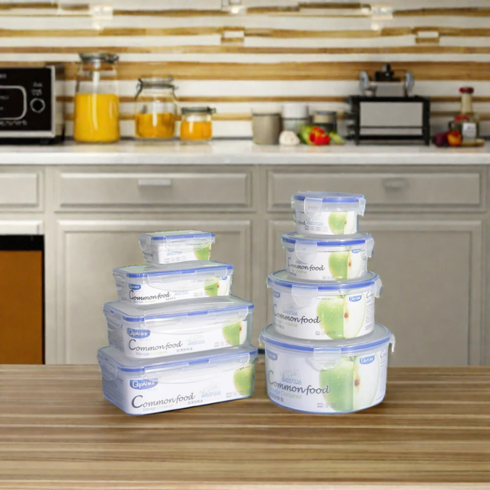 wholesale Modern Reusable PP Plastic Rectangular Food Storage Container with Airtight Microwave Lids Set Packaging