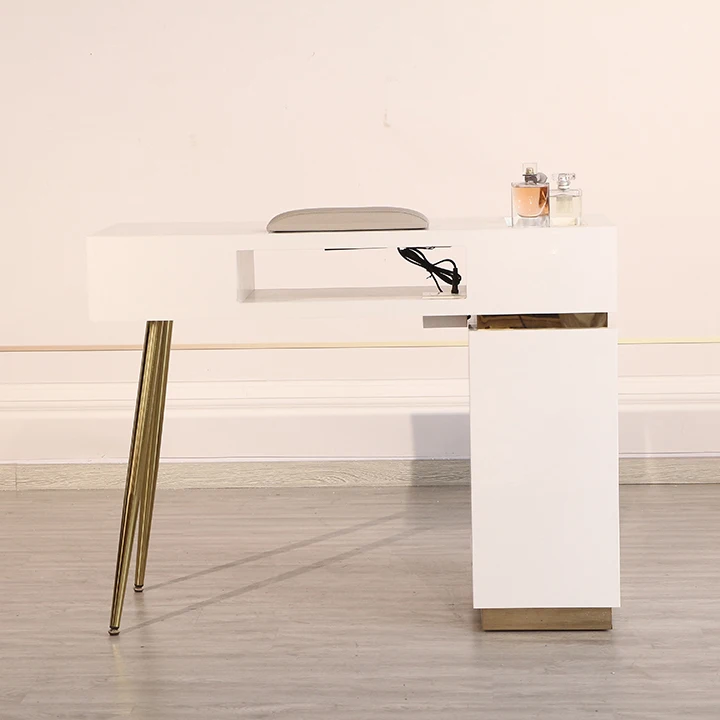 China beauty salon furniture luxury nail bar desk white manicure table nail desk with drawer