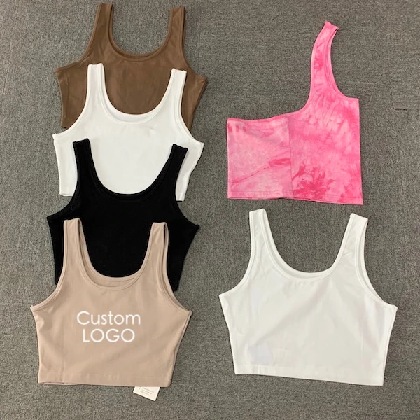 2024 женская укороченная футболка, майка с логотипом на заказ, летние женские белые коричневые спортивные топы для йоги, женские топы