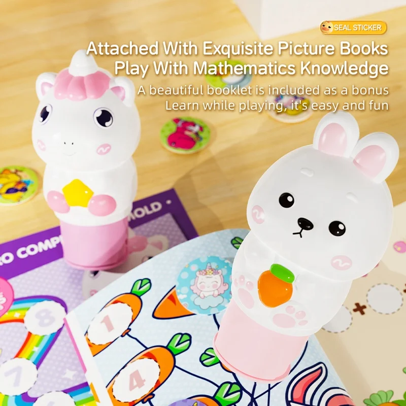 Kids Drawing Larning Toys Magic Seal Sticker Toy Cute Animal Shape Waterproof Stickers Set Seal Stamp For Kids