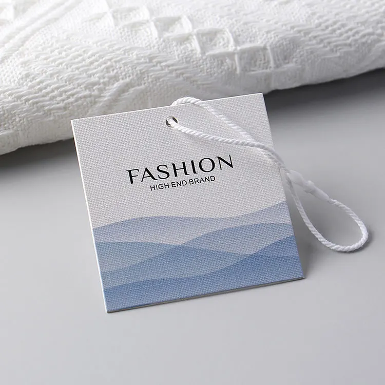 Wholesale Thick High quality Eco friendly paper clothing labels Swing tags, can Custom Logo shape and color hang tags
