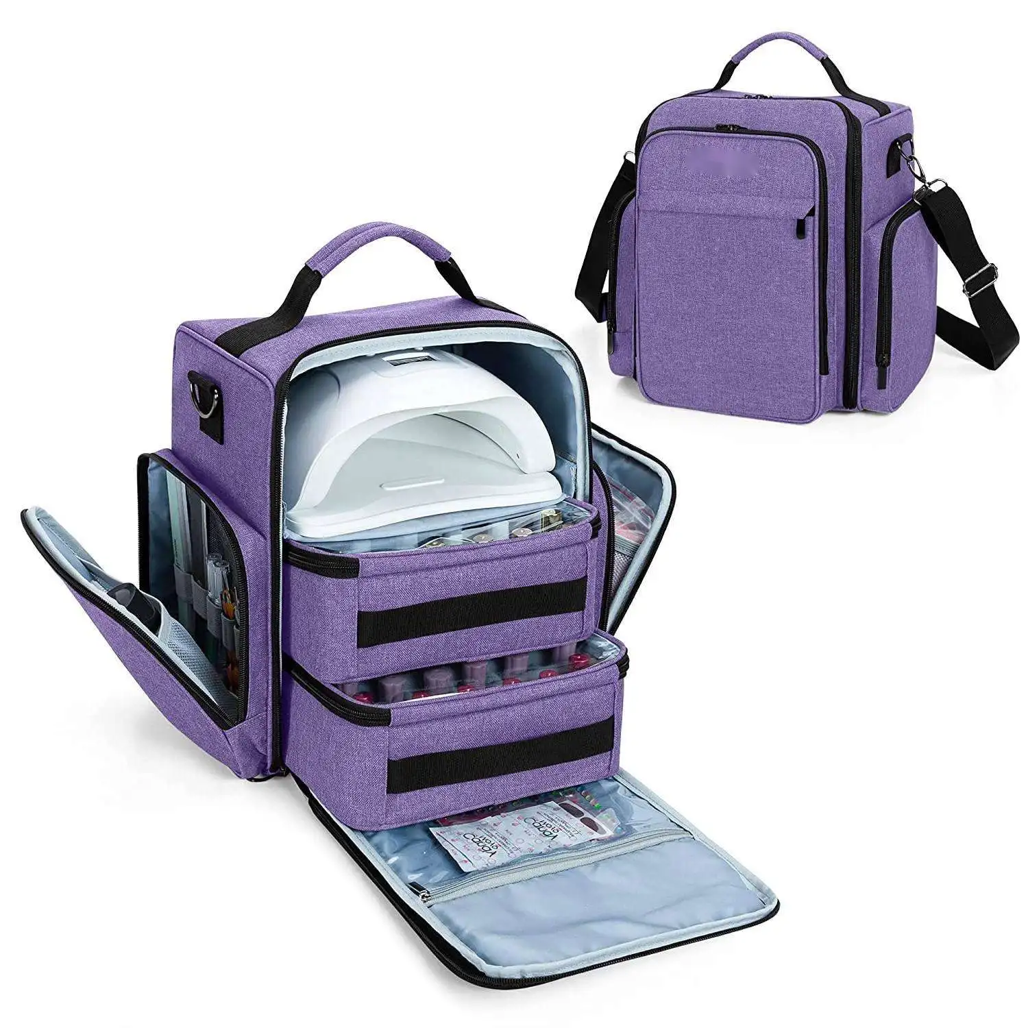 Custom Salon Nails Bag Large Capacity Carrying Cosmetic Bag 48 Bottles Nail Polish Organizer Essential Nail Polish Bags