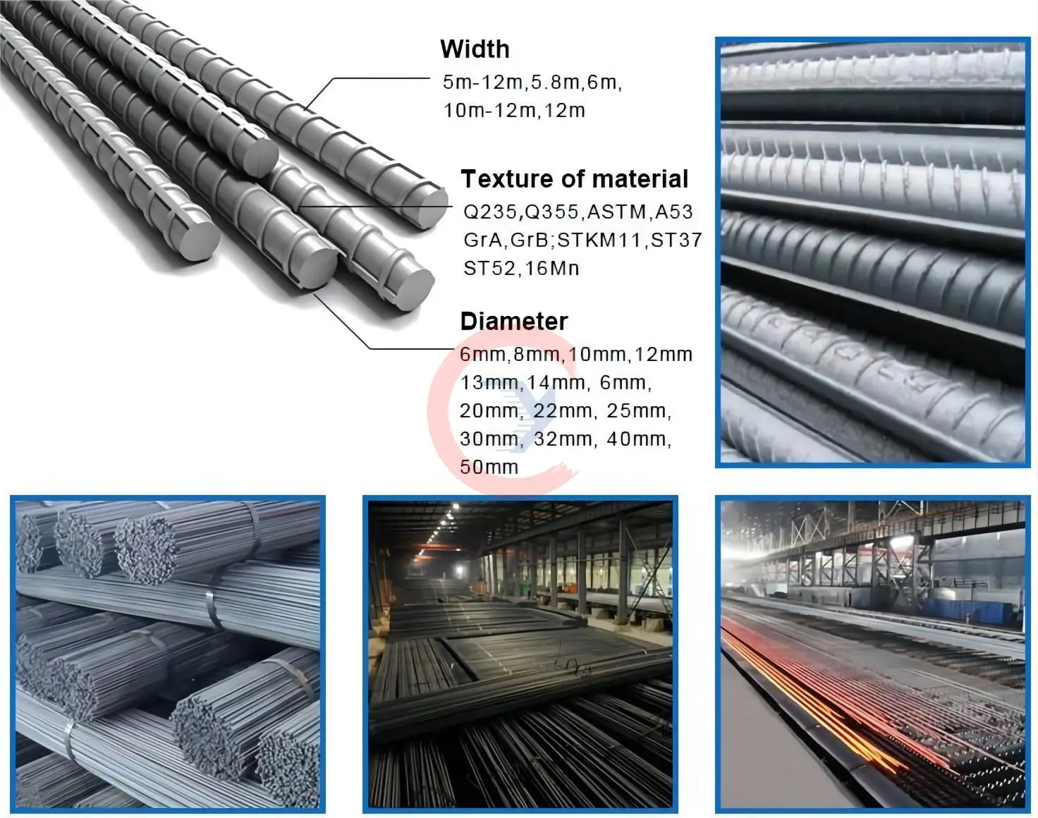 Высокопрочный 6 мм 8 мм 10 мм 12 мм 16 мм 20 мм горячекатаный деформированный стальной стержень арматурный Стальной железный стержень