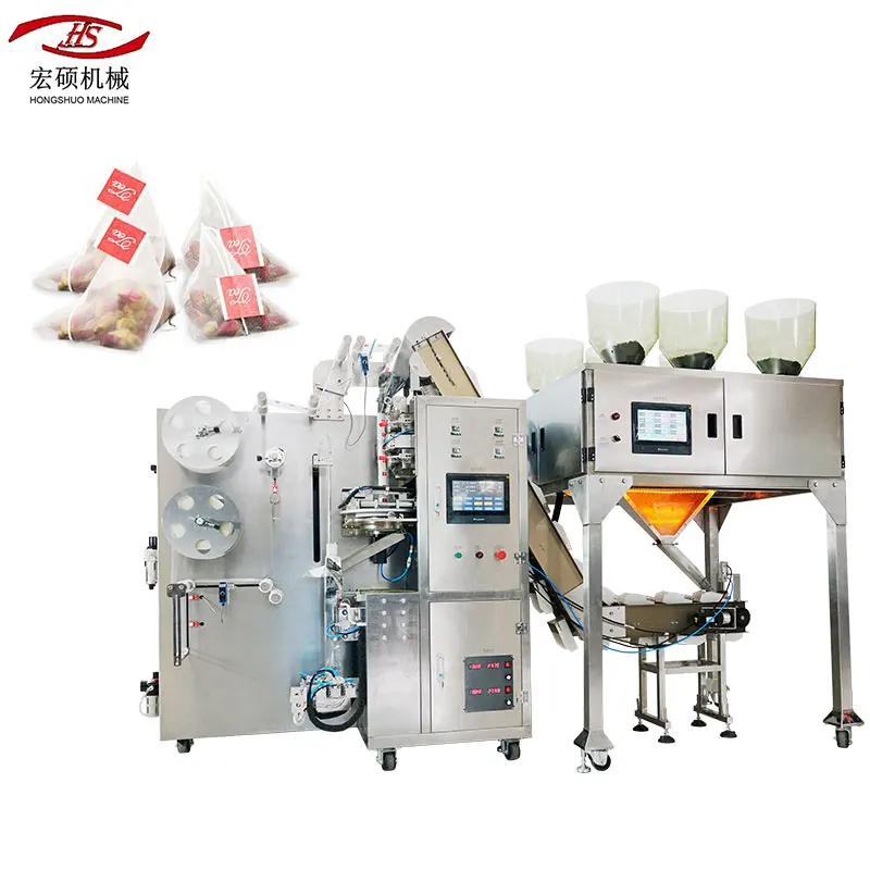 Multi-function Nylon Lint Filter Bag Automatic Triangle Pyramids Inner and Outer Tea Bag Packing Packaging Machine