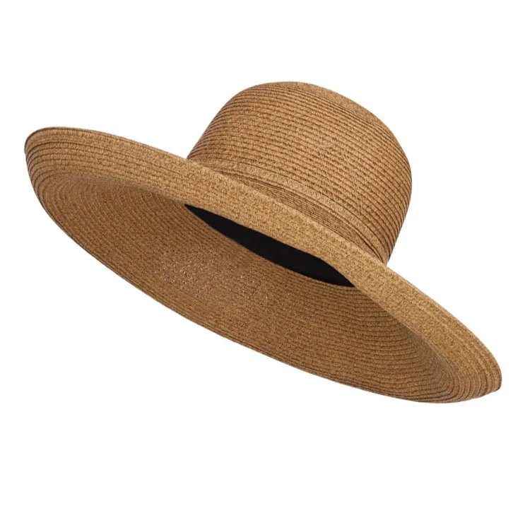 Wholesale Custom Big Wide Brim Sombrero Hat Seaside Sunscreen women Summer Beach Foldable Floppy Straw Hat