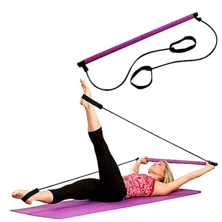 
High Quality Durable Fitness Portable Yoga Pilates Bar Women Home Exercise Pilates Bar with Resistance Bands 