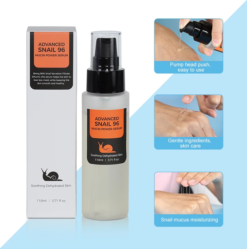 Private Label Skincare Moisturizing Face Snail Serum Vitamin C 96% Mucin Ordinary Serum