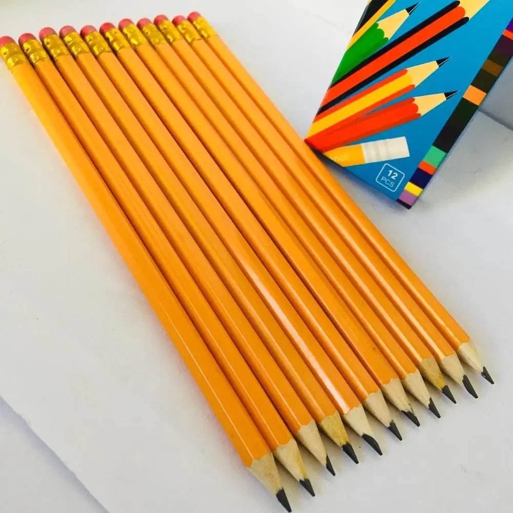 
China stationary factory cheap wholesale black wooden pencil custom HB wood pencil for OEM 