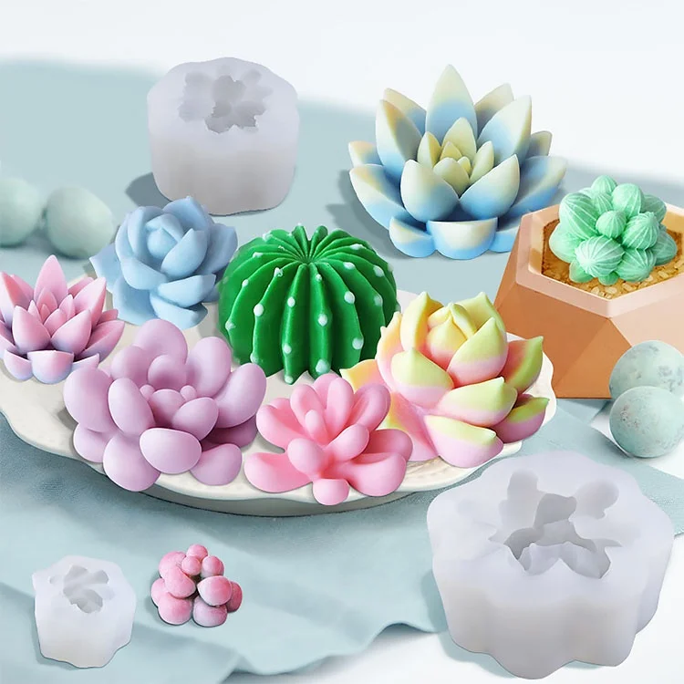 China supplier custom various shapes succulent plants flower pot diy silicone candle mold